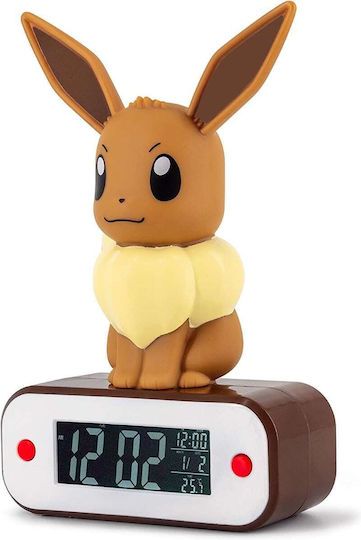 Teknofun Pokemon - Eevee Επιτραπέζιο Ψηφιακό Ρολόι LED Πλαστικό με Ξυπνητήρι Καφέ BOTI37796
