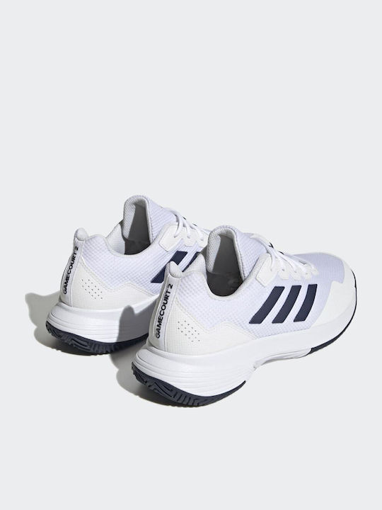 adidas Gamecourt 2.0 Men's Tennis Shoes for Hard Courts Cloud White / Team Navy Blue 2