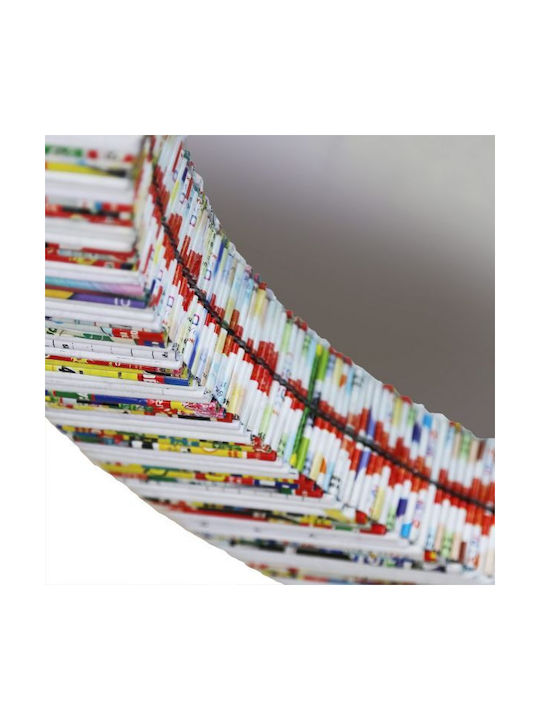 Synchronia Wall Mirror From Recycled Magazines with Multicolour Frame Diameter 60cm 1pcs