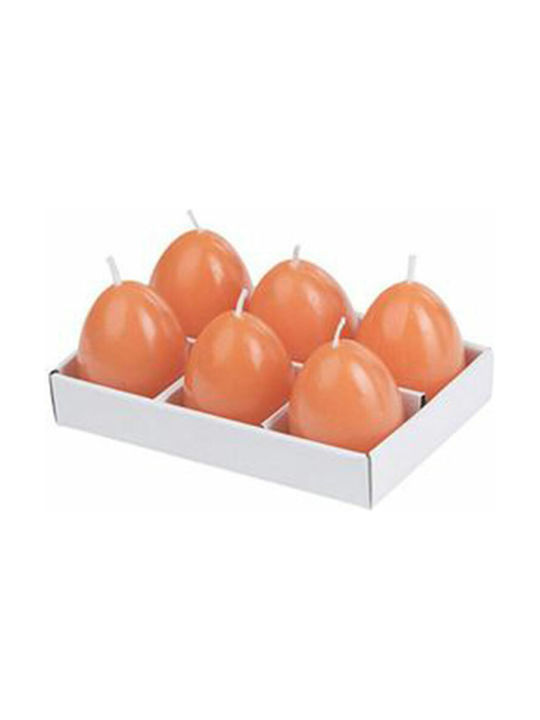 Artekko Dekorative Kerze Ei Kugel Orange 7x7cm 6 Stück