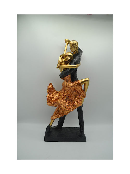 Karvounis Dekorativ Statuette aus Polyresin Paar Tänzer in Gold/Black/Orange 15.5x12x38cm 1Stück