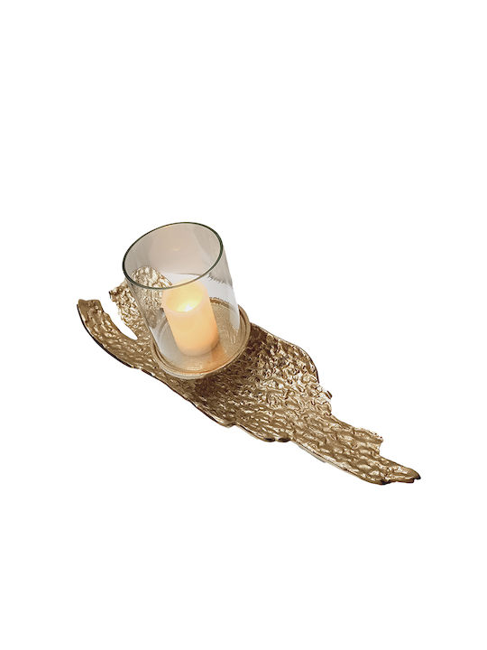 Καρβούνης Candle Holder Metal Gold With Plate 46x15x19cm 1pcs