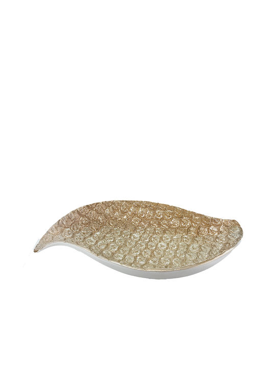 Karvounis Oval Polyresin Decorative Platter White / Gold 35x17x6.5cm