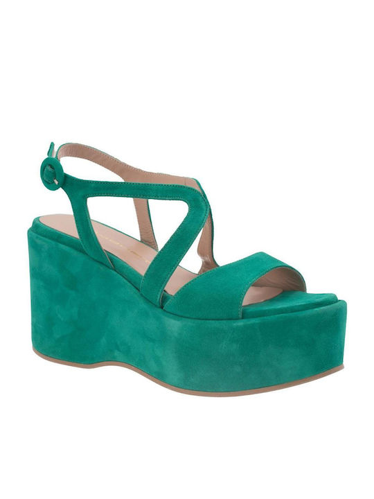 Mourtzi Women's Suede Platform Shoes Green