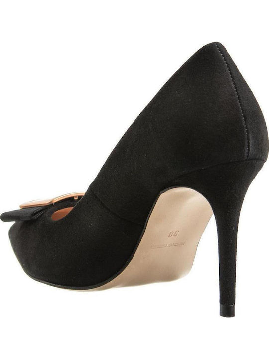 702 Suede Μυτερές Γόβες Μαύρες