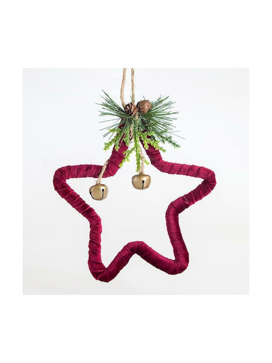 Hanging Star Fabric Red 18.5x17cm