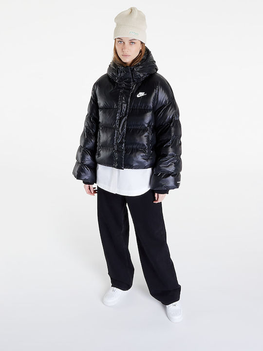 Therma Fit City Κοντό Γυναικείο Puffer Μπουφάν για Χειμώνα Μαύρο