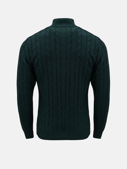 Guy Laroche Men's Long Sleeve Sweater with Zipper Forest Green