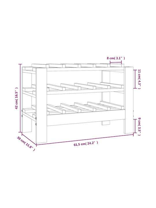 vidaXL Wandmontiert Weinkeller Hölzernes für 15 Flaschen Braun 61.5x30x42εκ.