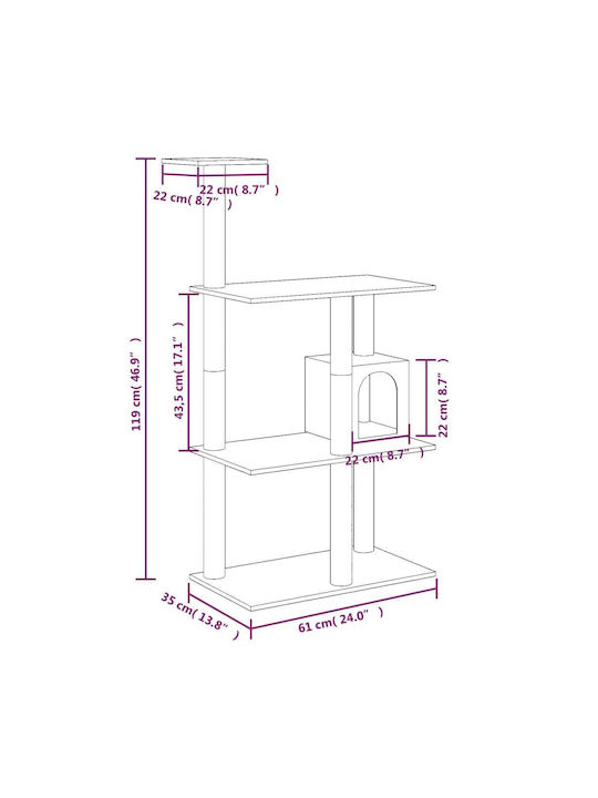 vidaXL Scratching Post Cat Trees Gray 61x35x119cm