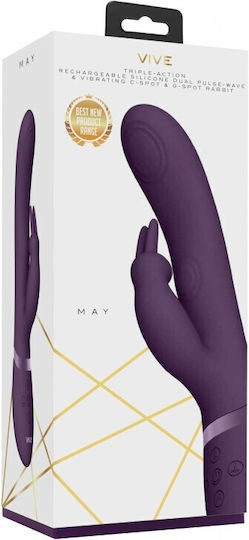 Shots May Vibrator Rabbit Dual Pulse-Wave & Vibrating C-Spot & G-Spot Rabbit 22.3cm Purple