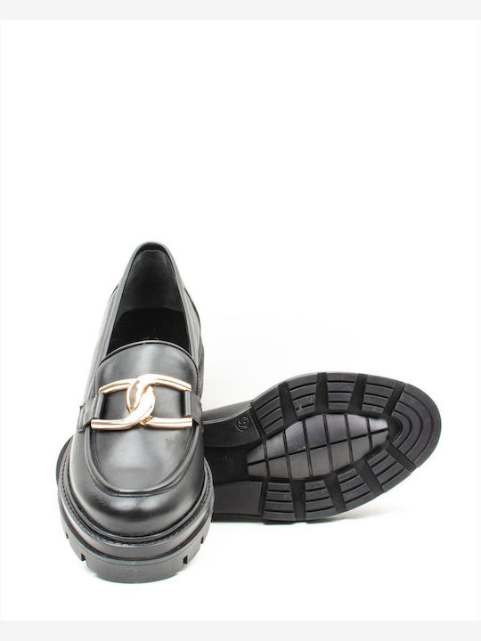 78539 Leder Damen Mokassins Black / Gold 2/78539