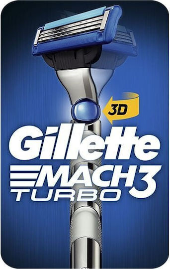 Gillette Mach 3 Turbo 3D Бръсначка с Резервна глава 3 остриета и лубрикантна лента