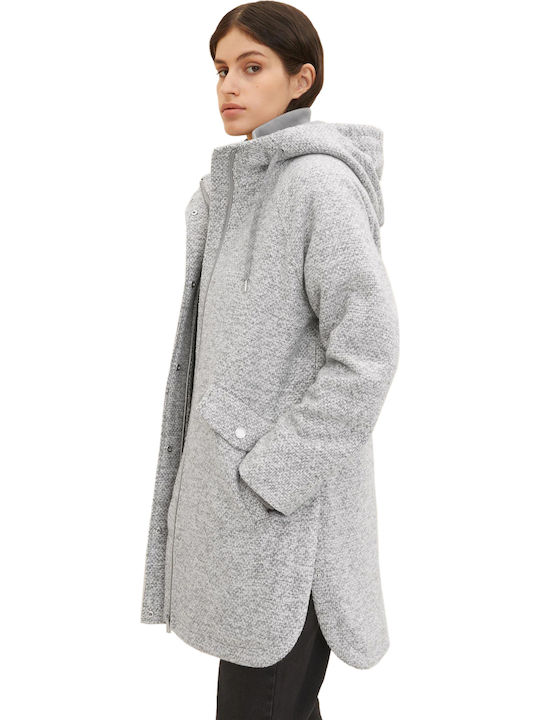 Women's Gray Peacoat with Hood