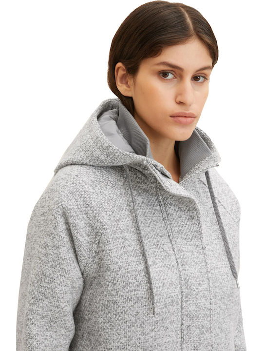 Women's Gray Peacoat with Hood