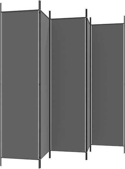vidaXL Dekorativer Raumteiler Stoff mit 5 Paneelen Charcoal 250x200cm