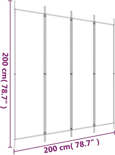 vidaXL Dekorativer Raumteiler Stoff mit 4 Paneelen 200x200cm