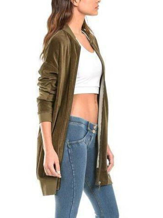 WS206L1H2V - FREDDY VELVET WMNS LONG FULL ZIP KHAKI Culoare