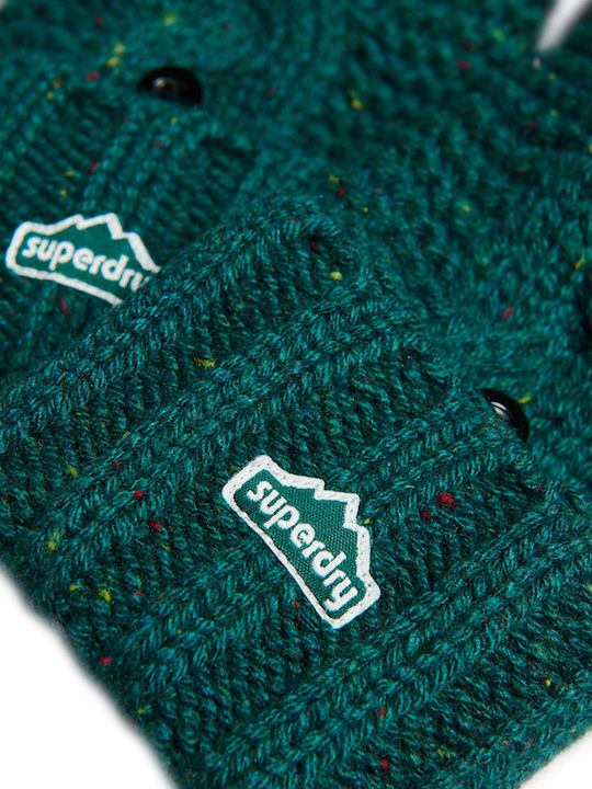 Superdry Vintage Cable Forest Green Tweed Γυναικεία Μάλλινα Γάντια με Κομμένα Δάχτυλα