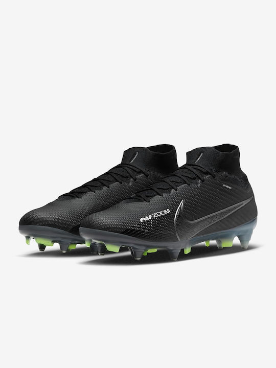 Nike Zoom Mercurial Superfly 9 Elite SG Ψηλά Ποδοσφαιρικά Παπούτσια με Τάπες Μαύρα