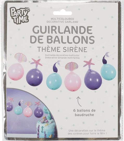 Set of 6 Balloons Latex Multicolored Sirene Party