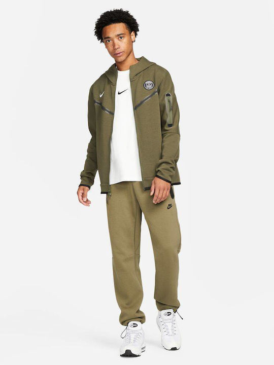 Paris Saint-Germain Tech Fleece Cardigan With Hood Khaki