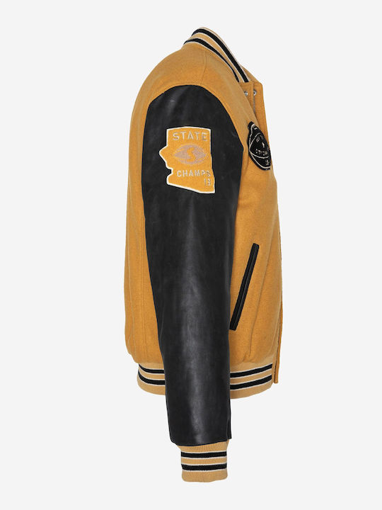 Schott NYC LCTEDDYBD2 Leather Jacket Yellow/Black