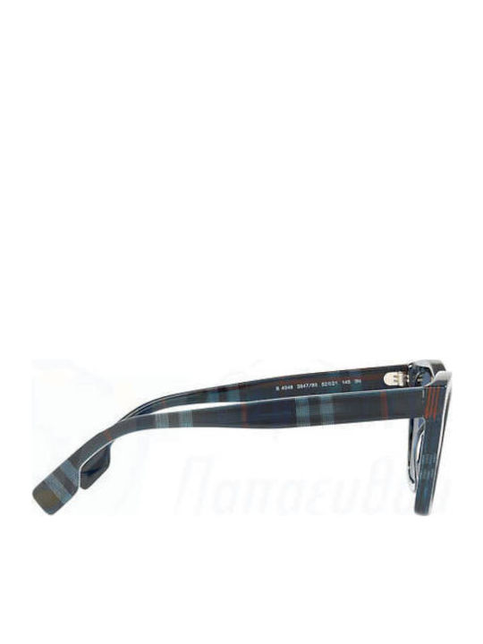 Burberry Men's Sunglasses with Multicolour Plastic Frame and Blue Lens BE4348 394780