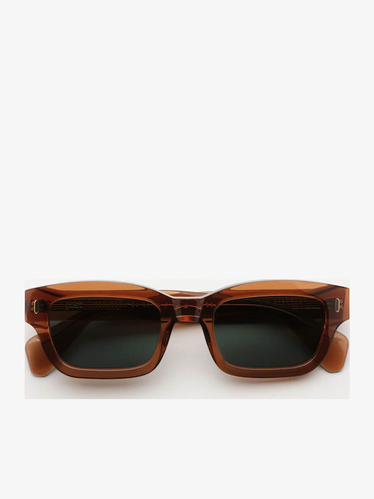 Gast Gate Unisex Sunglasses with Orange Plastic Frame and Green Lens GAT04