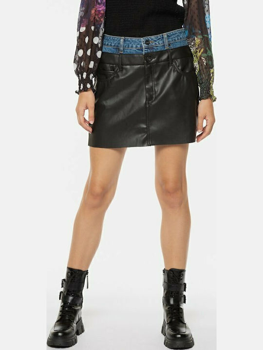 Marie Curie Leder Mini Rock Schwarz