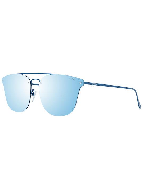 Sting Men's Sunglasses with Blue Metal Frame and Blue Mirror Lens SST190 BL6B