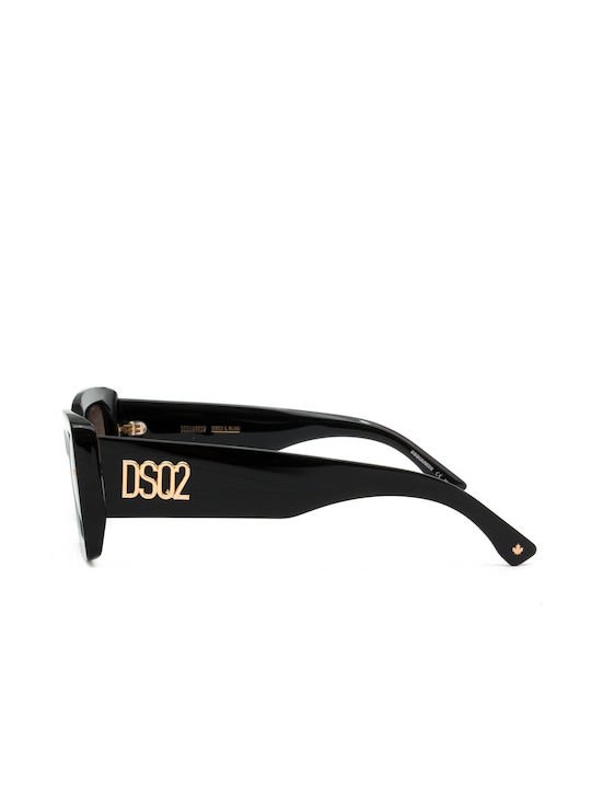 Dsquared2 Women's Sunglasses with Black Plastic Frame and Brown Gradient Lens D2 0061/S 807/HA