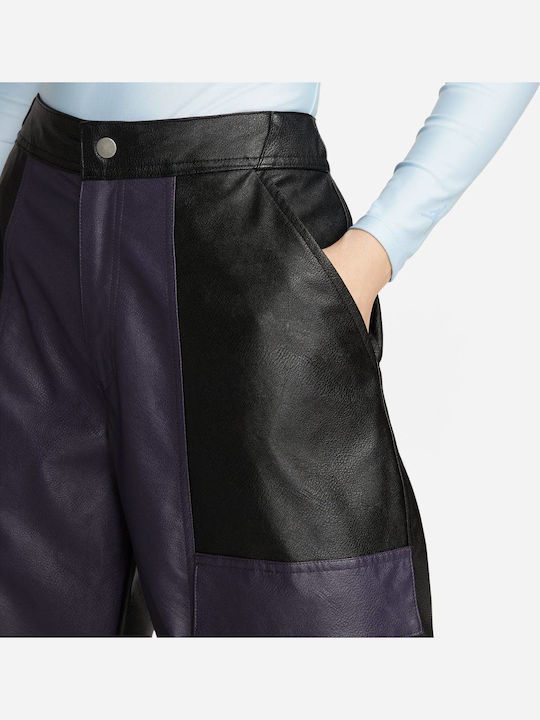 Classics Capsule 2.0 Γυναικείο Ψηλόμεσο Υφασμάτινο Παντελόνι σε Wide Γραμμή Black / Purple
