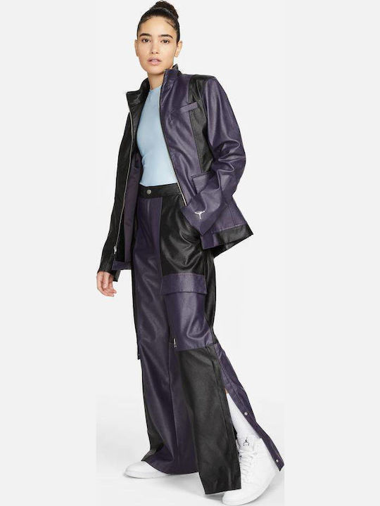 Classics Capsule 2.0 Γυναικείο Ψηλόμεσο Υφασμάτινο Παντελόνι σε Wide Γραμμή Black / Purple