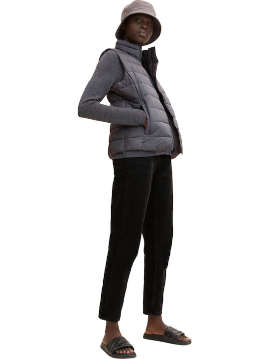 Women's Short Puffer Jacket for Winter Gray