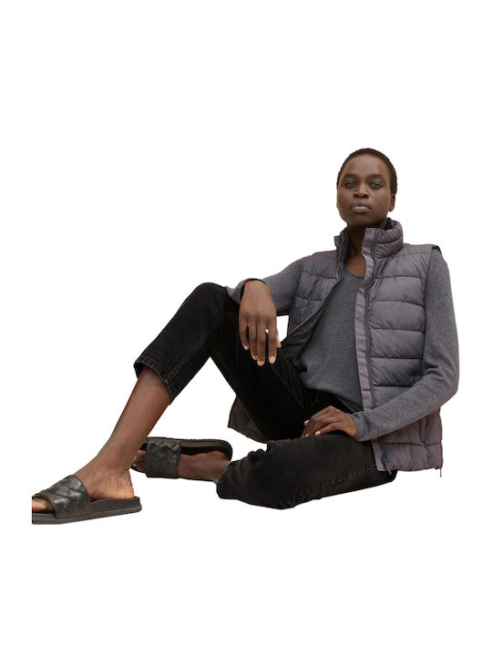 Women's Short Puffer Jacket for Winter Gray