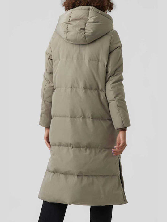 Vero Moda Women's Long Puffer Jacket for Winter with Hood Laurel Oak