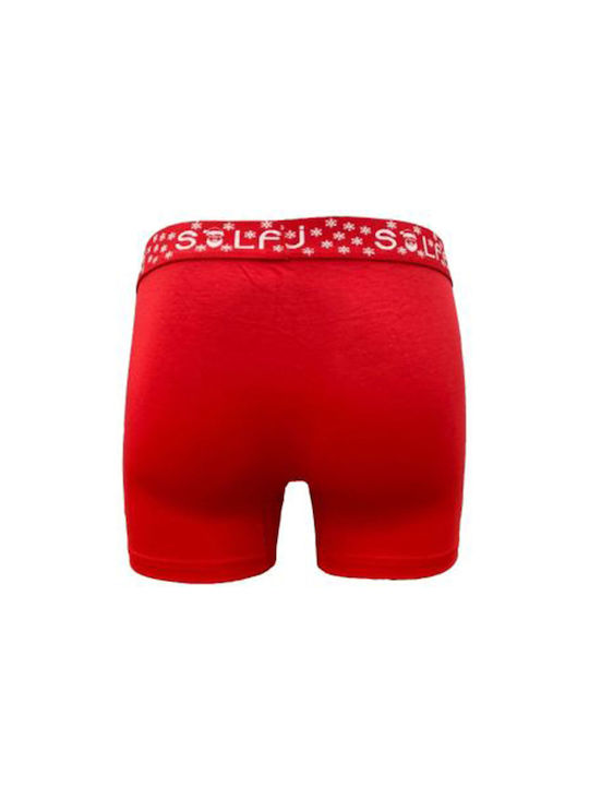 MEN'S COTTON BOXER WITH FESTIVE PATTERN 922 COTBOXER SOLFEJ SANTA MONEY 1001Y.B - RED