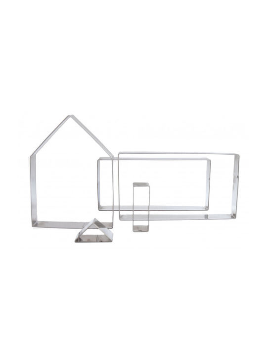 Scrap Cooking Gingerbread Greenhouse Set Christmas Cake Molds Silver 5pcs