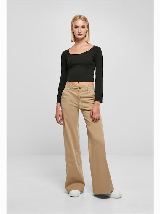 Pantaloni Dama High Rise Largi În Linie Wide Union Bej
