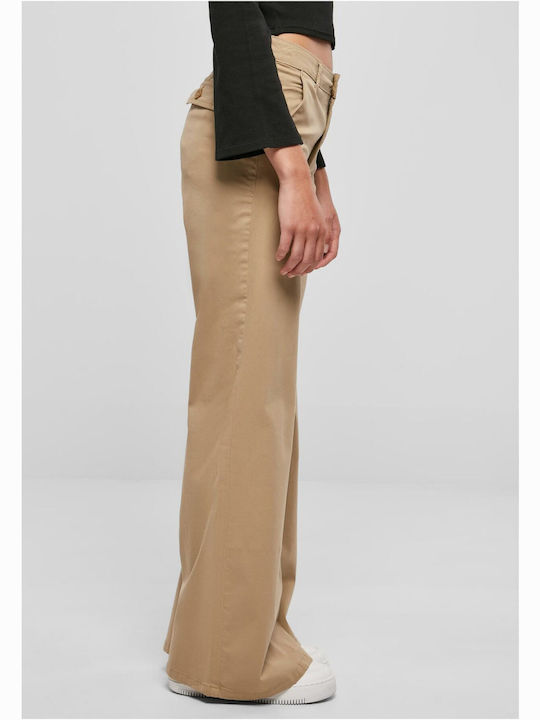 Pantaloni Dama High Rise Largi În Linie Wide Union Bej