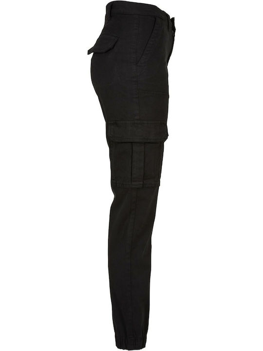 Damen Stoff Cargo Hose Schwarz