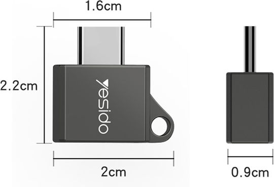 Yesido GS08 Konverter USB-C männlich zu USB-A weiblich Schwarz 1Stück