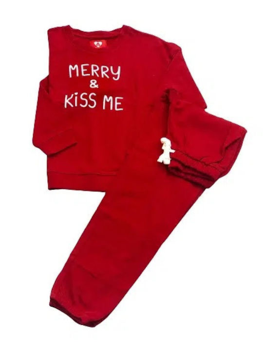 Love Winter Damen Pyjama-Set Rot