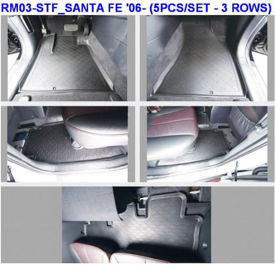 Carner Set of Front and Rear Mats 5pcs for Hyundai Santa Fe 2006-2012 Black