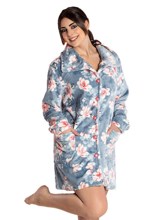 Robe Floral Geknöpft (Fleece) Lila