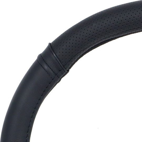 Autoline Car Steering Wheel Cover with Diameter 38cm Leather Black 9990000023653