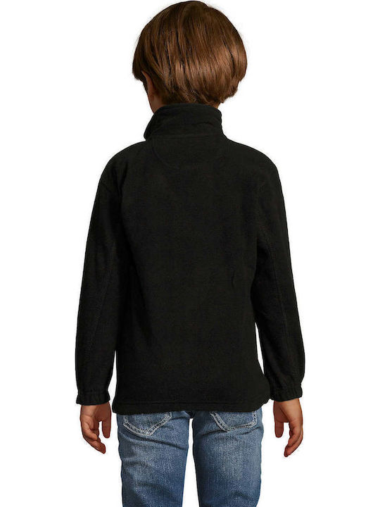 Fleece Kinder-Sweatshirt Strickjacke mit Taschen Schwarz North Kids