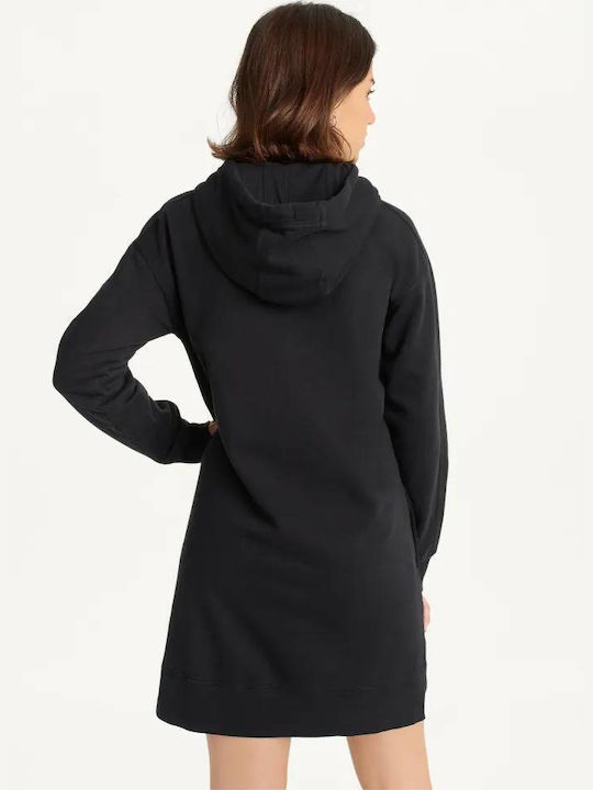 DKNY Mini Athletic Dress Long Sleeve with Hood Black