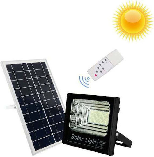 Rixme Στεγανός Ηλιακός Προβολέας LED 200W Ψυχρό Λευκό 6000K με Τηλεχειριστήριο IP67